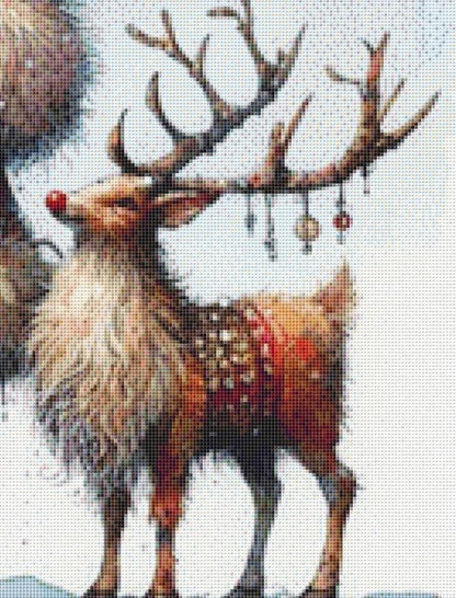 Santa and Reindeer counted cross stitch pattern by Ingrid Jean AI Art