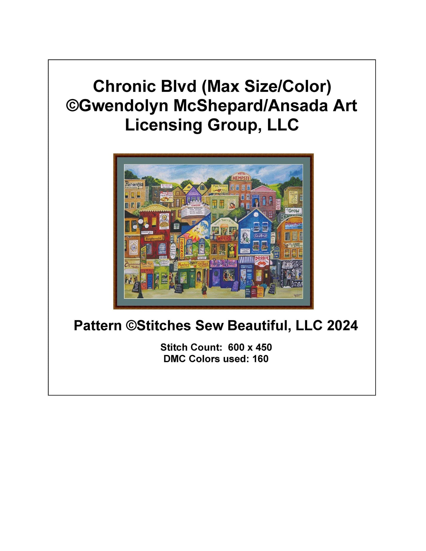 Chronic Blvd (Max Size/Color) counted cross stitch pattern by Gwendolyn McShepard/Ansada Art Licensing Group, LLC