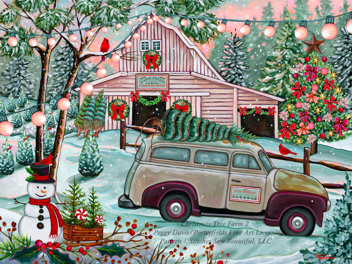 Christmas Tree Farm 2 counted cross stitch pattern by Peggy Davis/Porterfields Fine Art Licensing
