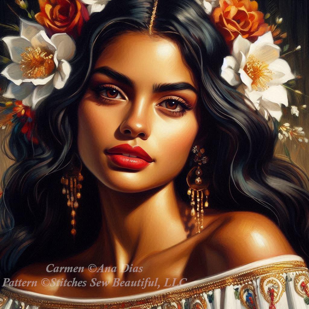 Carmen counted cross stitch pattern by Ana Dias
