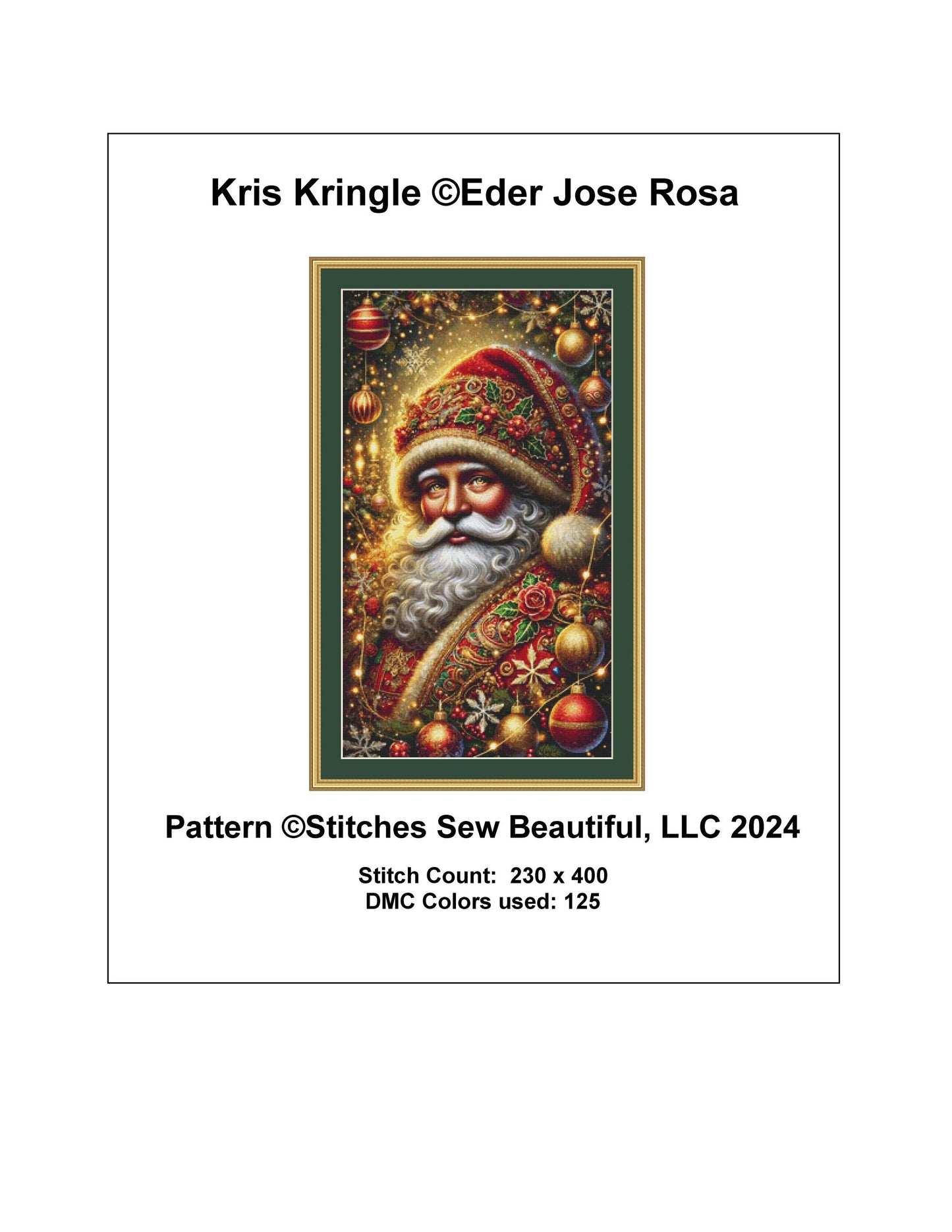 Kris Kringle counted cross stitch pattern by Eder Jose Rosa