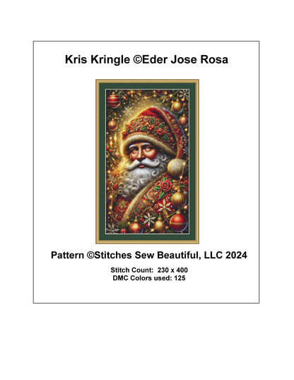 Kris Kringle counted cross stitch pattern by Eder Jose Rosa