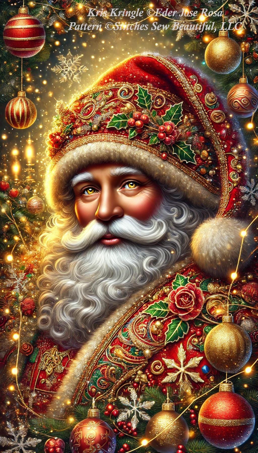 Kris Kringle counted cross stitch pattern by Eder Jose Rosa