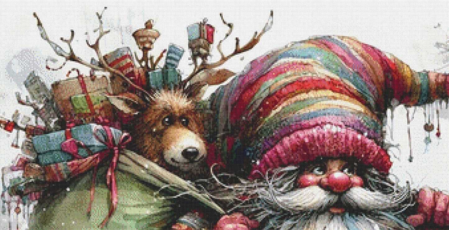 Bohemian Santa counted cross stitch pattern by Ingrid Jean