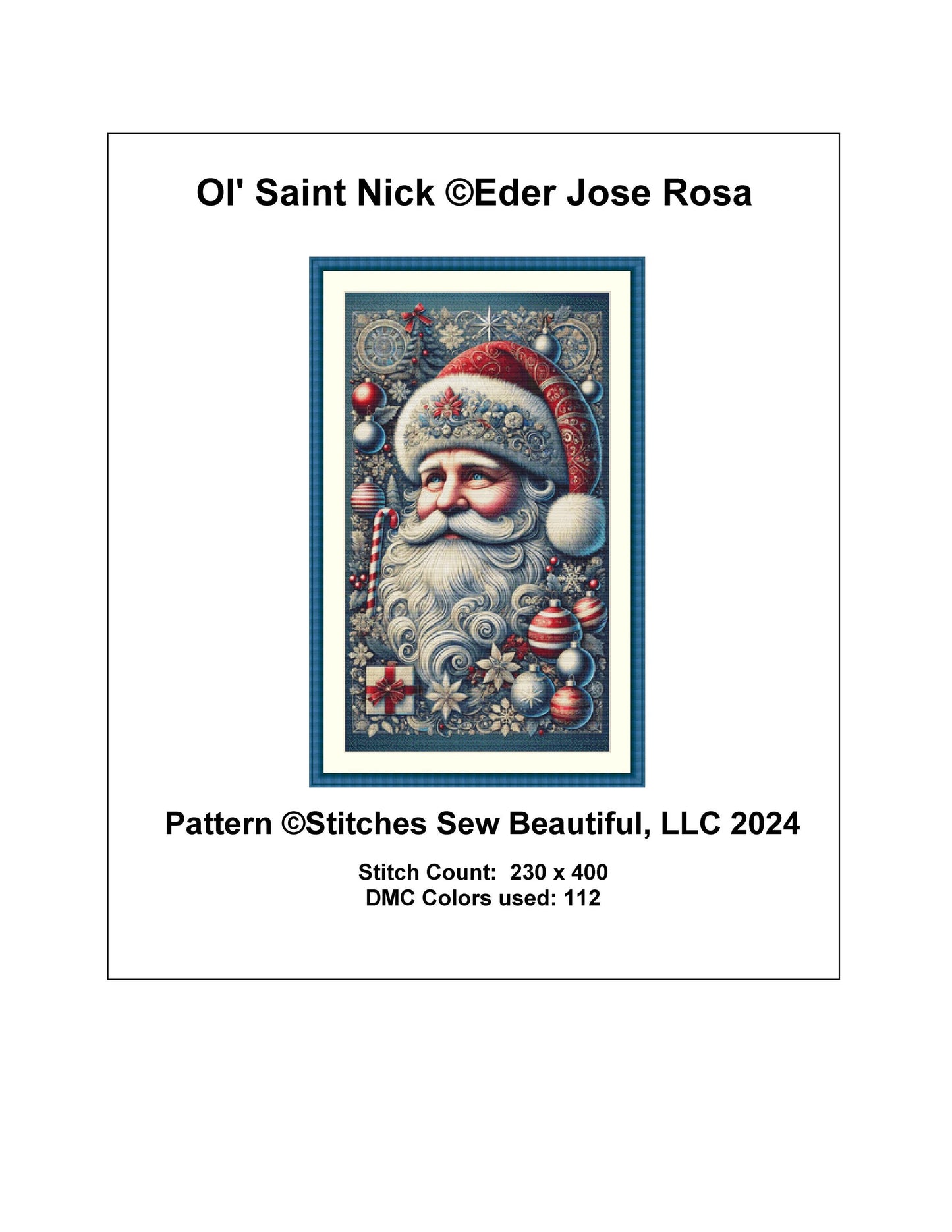 Ol' Saint Nick counted cross stitch pattern Eder Jose Rosa