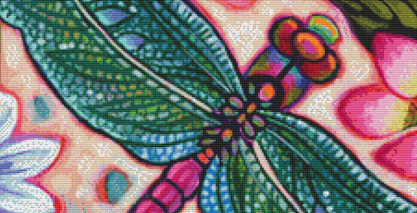Taking Flight Dragonfly counted cross stitch pattern by Peggy Davis/Porterfields Fine Art Licensing