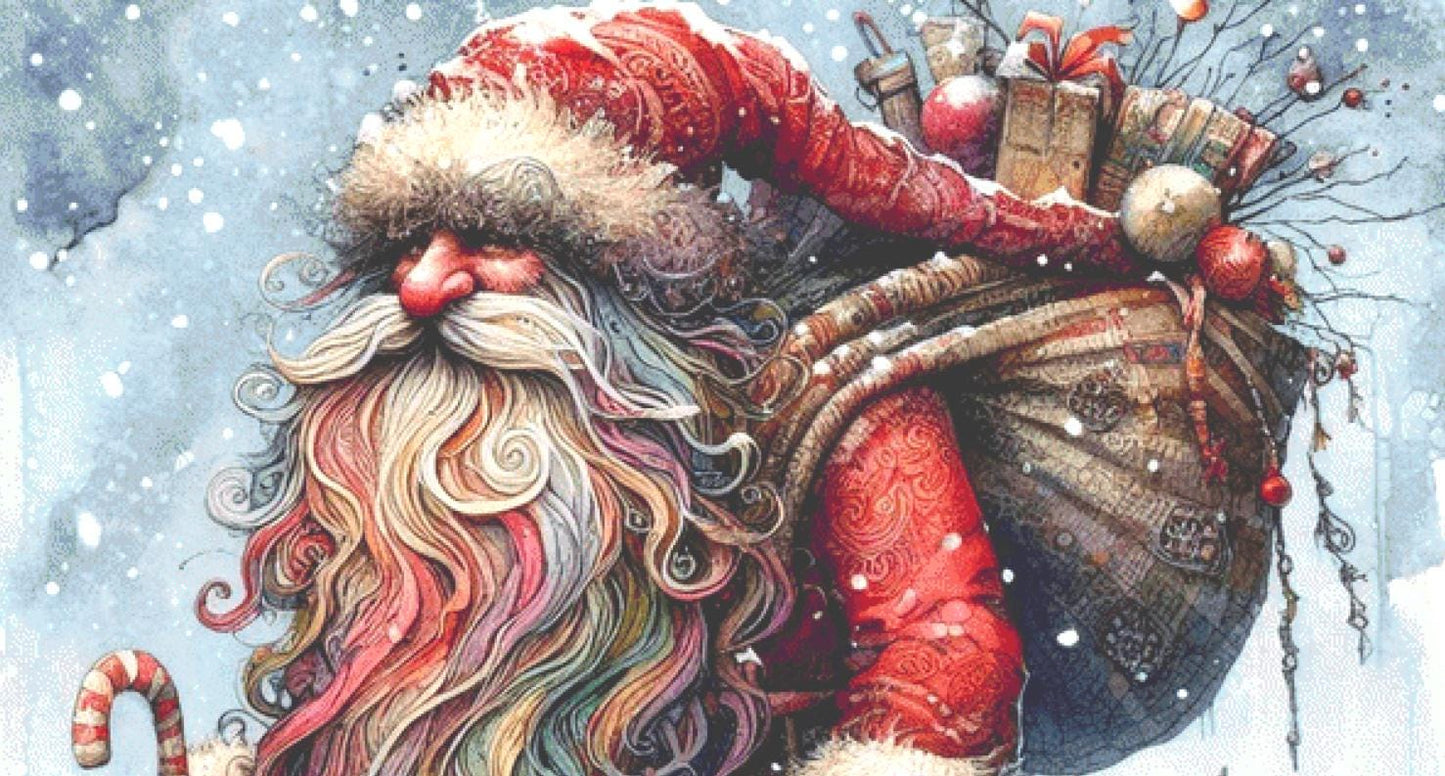 Santa and Reindeer (Max Size/Color) counted cross siitch pattern by Ingrid Jean AI Art
