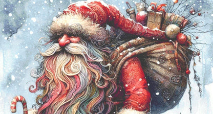 Santa and Reindeer (Max Size/Color) counted cross siitch pattern by Ingrid Jean AI Art