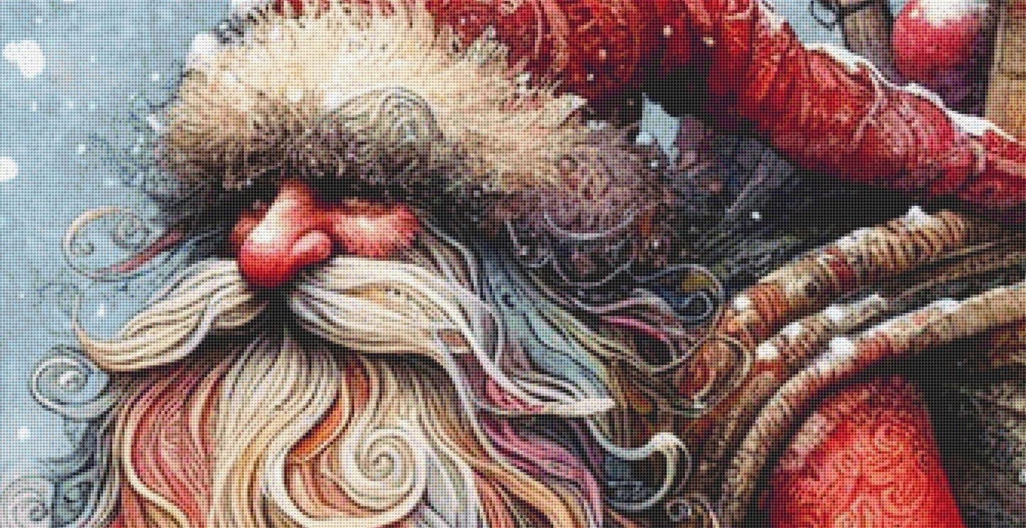 Santa and Reindeer (Max Size/Color) counted cross siitch pattern by Ingrid Jean AI Art