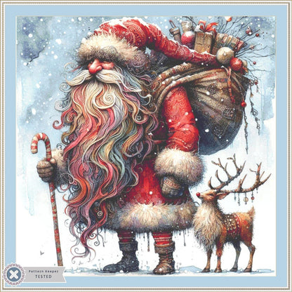 Santa and Reindeer (Max Size/Color) counted cross siitch pattern by Ingrid Jean AI Art