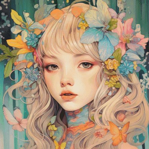 Pastel Girl counted cross stitch pattern by PassyArt