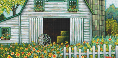 Daffodil Farm counted cross stitch pattern by Peggy Davis/Porterfields Fine Art Licensing
