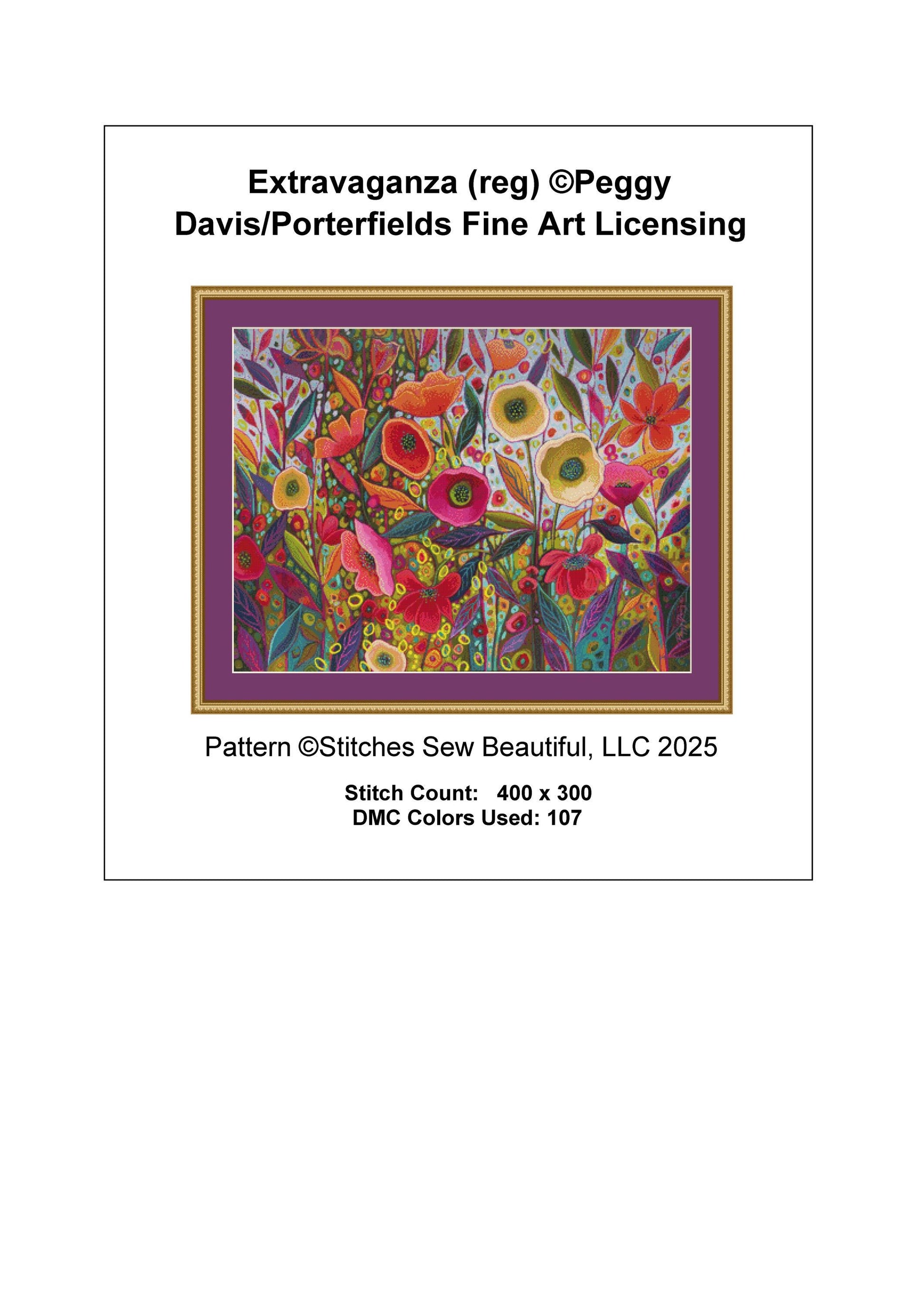 Extravaganza counted cross stitch pattern by Peggy Davis/Porterfields Fine Art Licensing