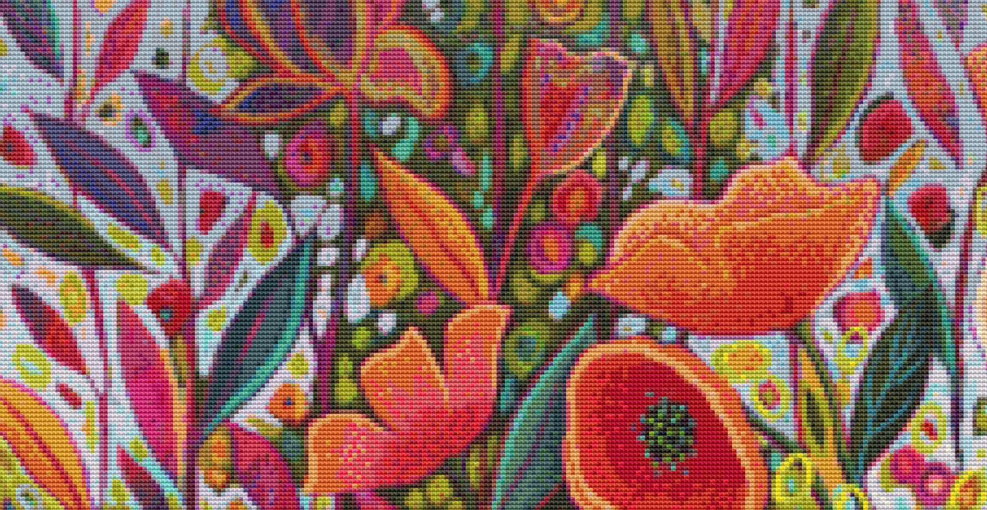 Extravaganza counted cross stitch pattern by Peggy Davis/Porterfields Fine Art Licensing