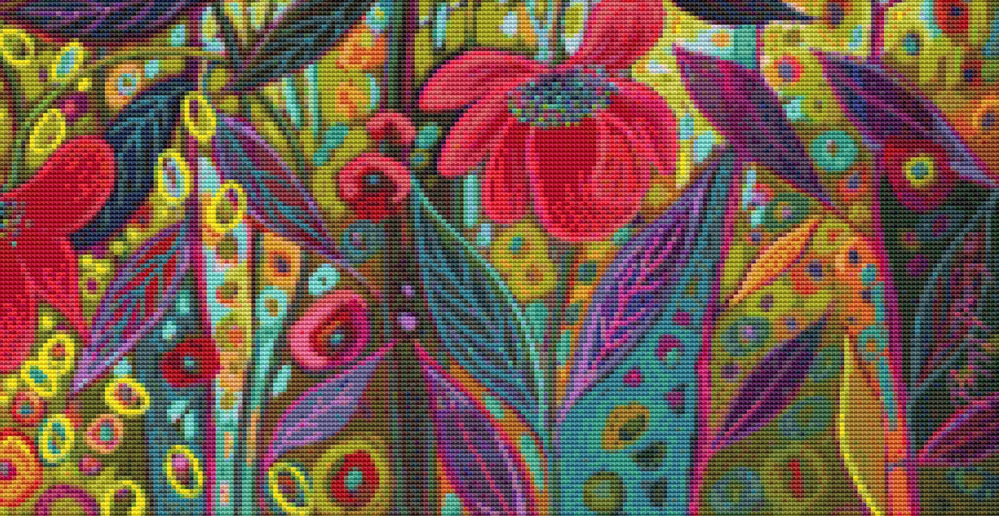 Extravaganza counted cross stitch pattern by Peggy Davis/Porterfields Fine Art Licensing