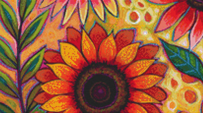 Fall Sunflower Surprise counted cross stitch pattern by Peggy Davis/Porterfields Fine Art Licensing