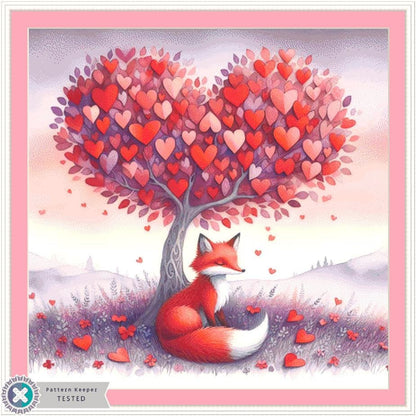 A Foxes Valentine Underneath the Tree of Love counted cross stitch pattern by World of Love Hearts/Adrian G. Eyre