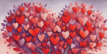 A Foxes Valentine Underneath the Tree of Love counted cross stitch pattern by World of Love Hearts/Adrian G. Eyre