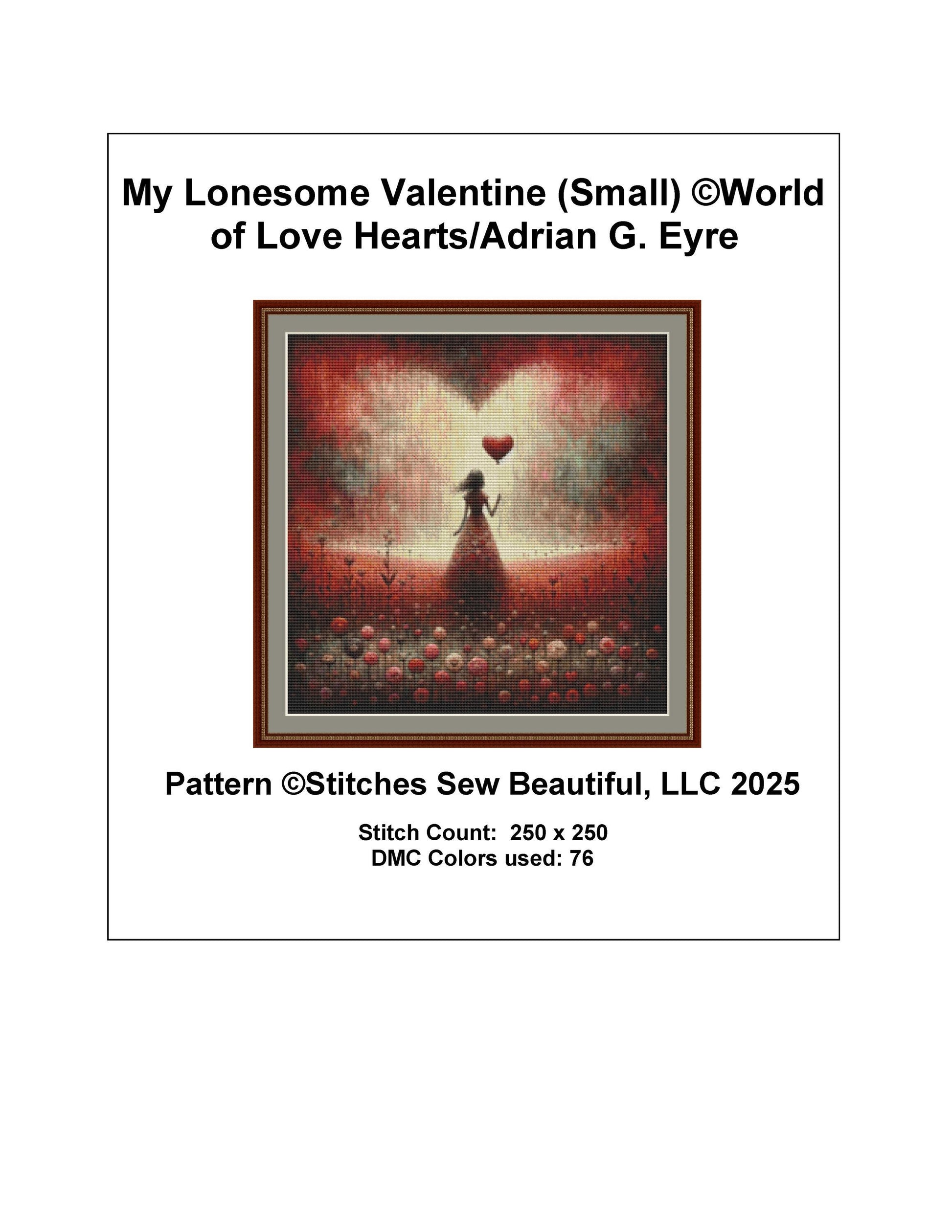 My Lonesome Valentine (Small) counted cross stitch pattern by World of Love Hearts/Adrian G. Eyre