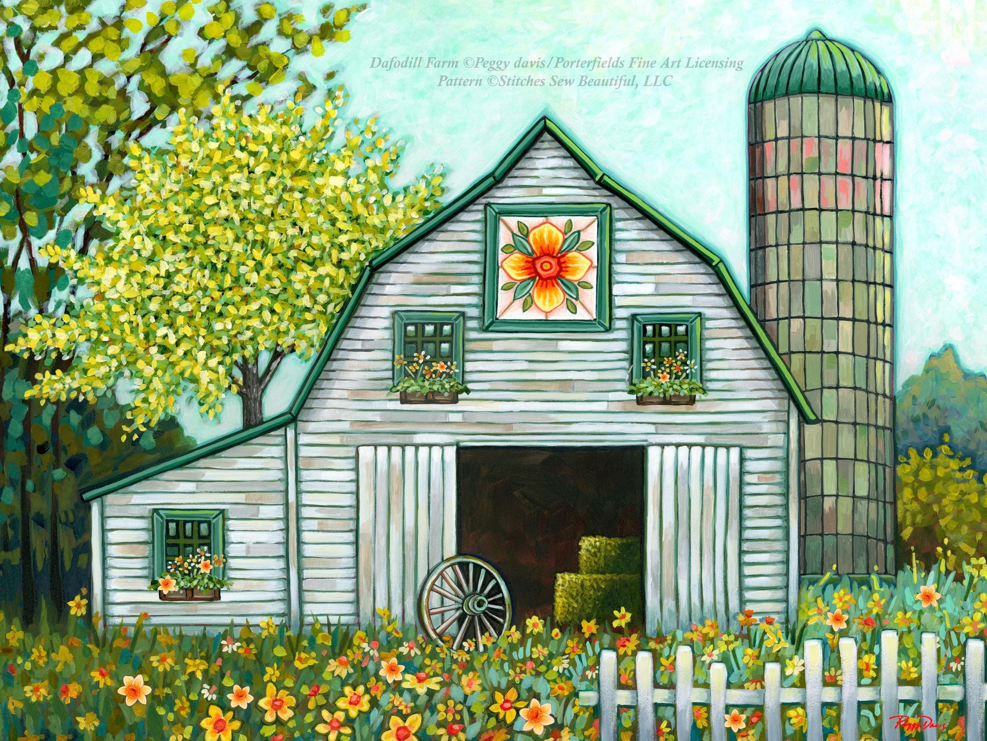 Daffodil Farm (Small) counted cross stitch pattern by Peggy Davis/Porterfields Fine Art Licensing