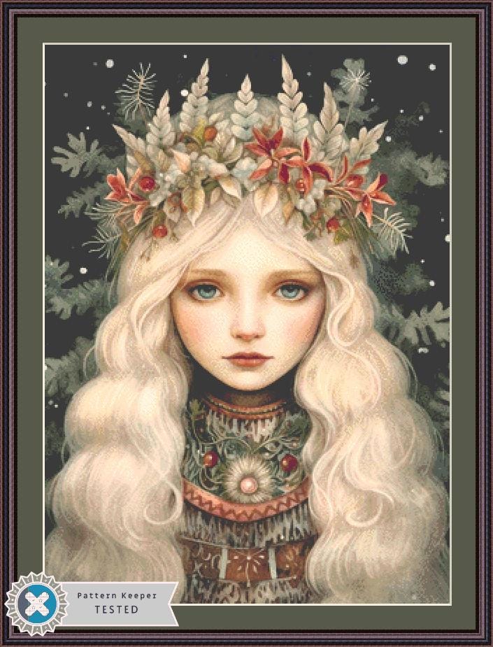 Yule Goddess No. 1 counted cross stitch pattern by DutchLadyMysticAry