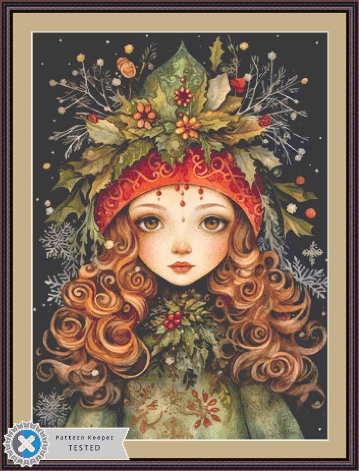 Yule Goddess No. 4 counted cross stitch pattern by DutchLadyMysticArt