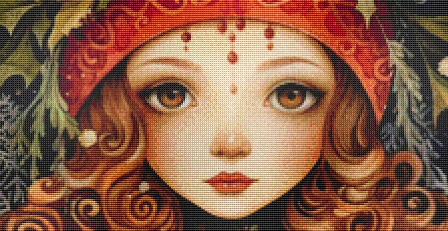 Yule Goddess No. 4 counted cross stitch pattern by DutchLadyMysticArt