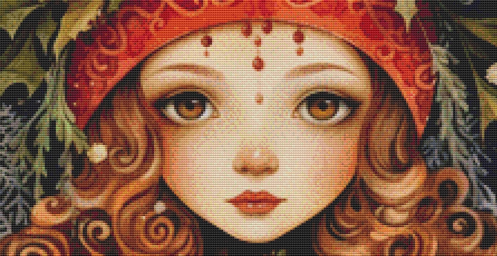 Yule Goddess No. 4 counted cross stitch pattern by DutchLadyMysticArt