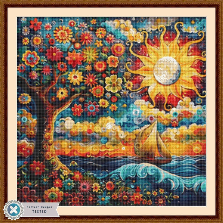 Sailing Beneath the Solar Eclipse (Small) counted cross stitch pattern by Eder Jose Rosa