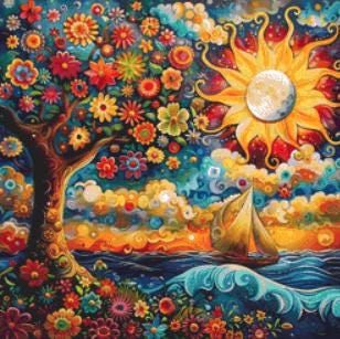 Sailing Beneath the Solar Eclipse (Small) counted cross stitch pattern by Eder Jose Rosa