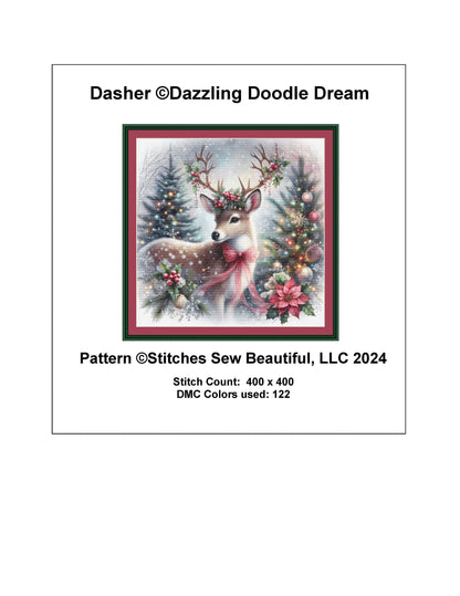Dasher counted cross stitch pattern by DazzlingDoodleDreams