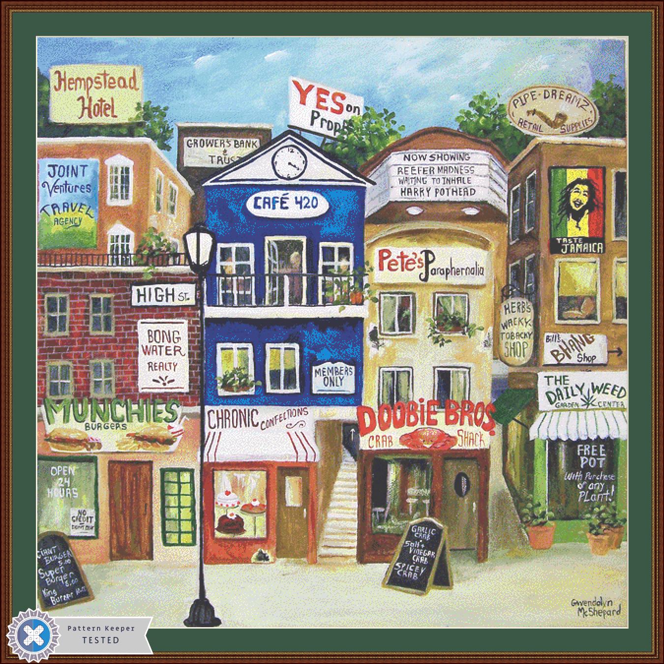 High Street II (Max Size/Color) counted cross stitch pattern by Gwendolyn McShepard/Ansada Art Licensing Group, LLC