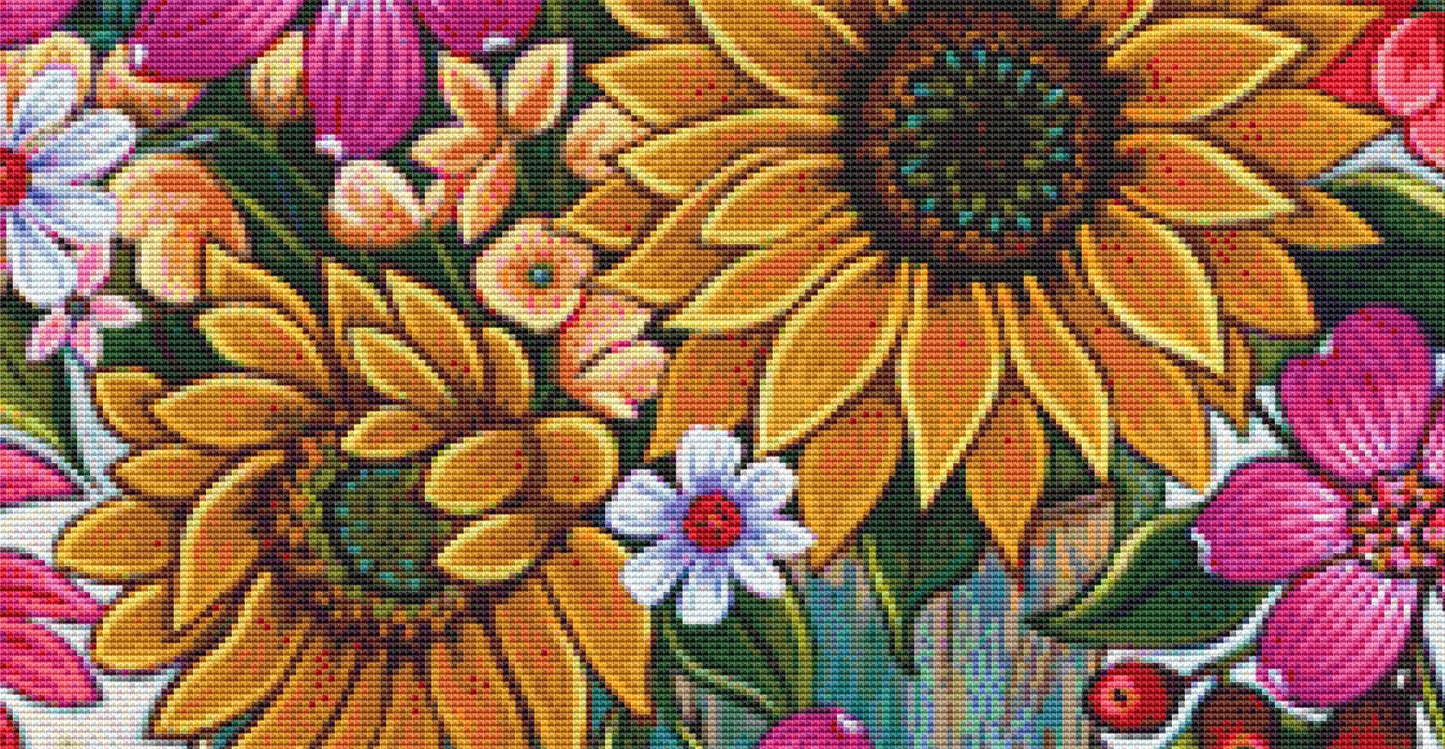 Glorious Summer Golds counted cross stitch pattern by Peggy Davis/Porterfields Fine Art Licensing