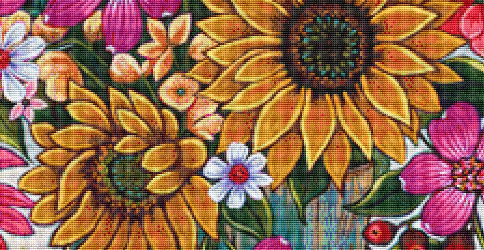Glorious Summer Golds counted cross stitch pattern by Peggy Davis/Porterfields Fine Art Licensing