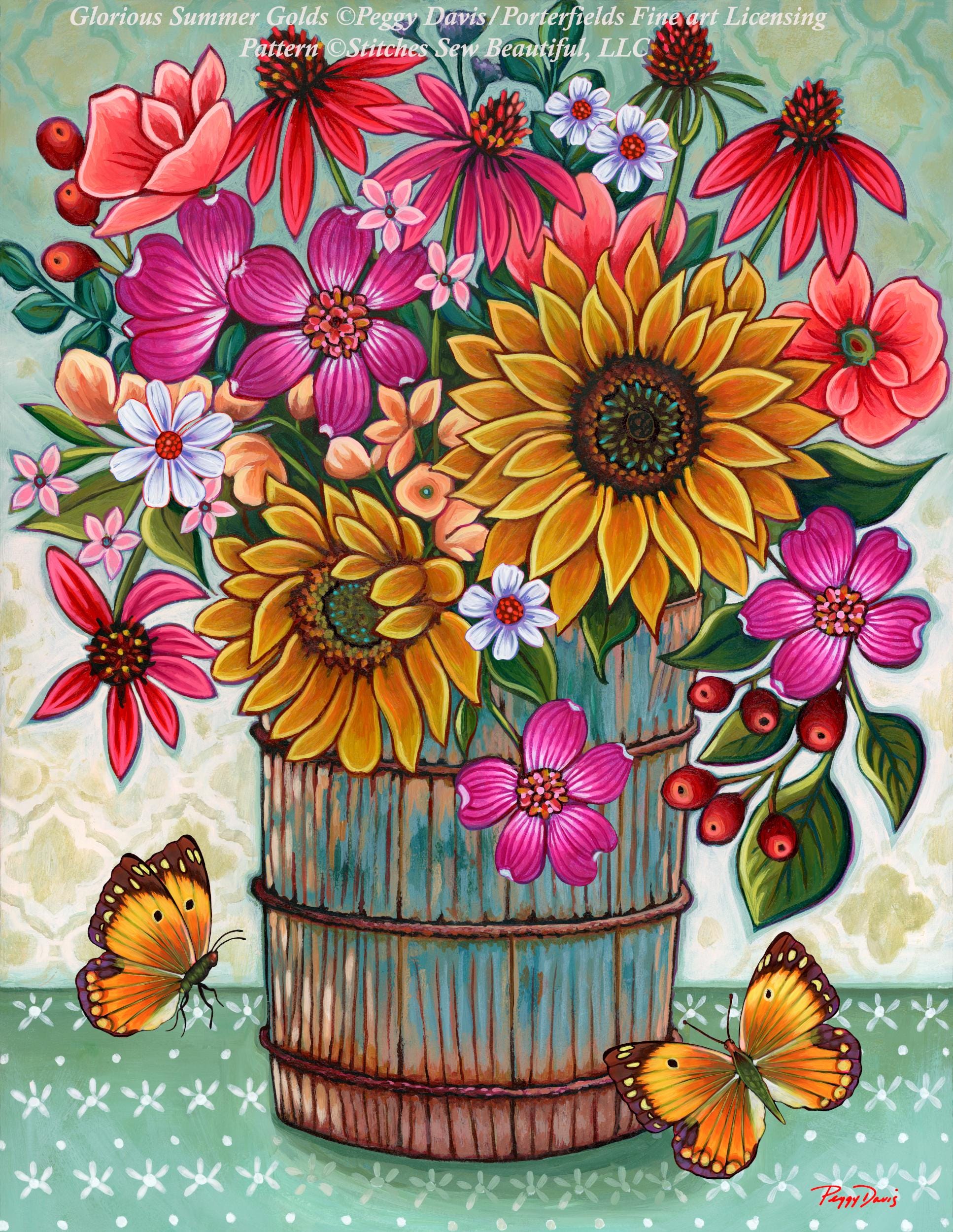 Glorious Summer Golds counted cross stitch pattern by Peggy Davis/Porterfields Fine Art Licensing