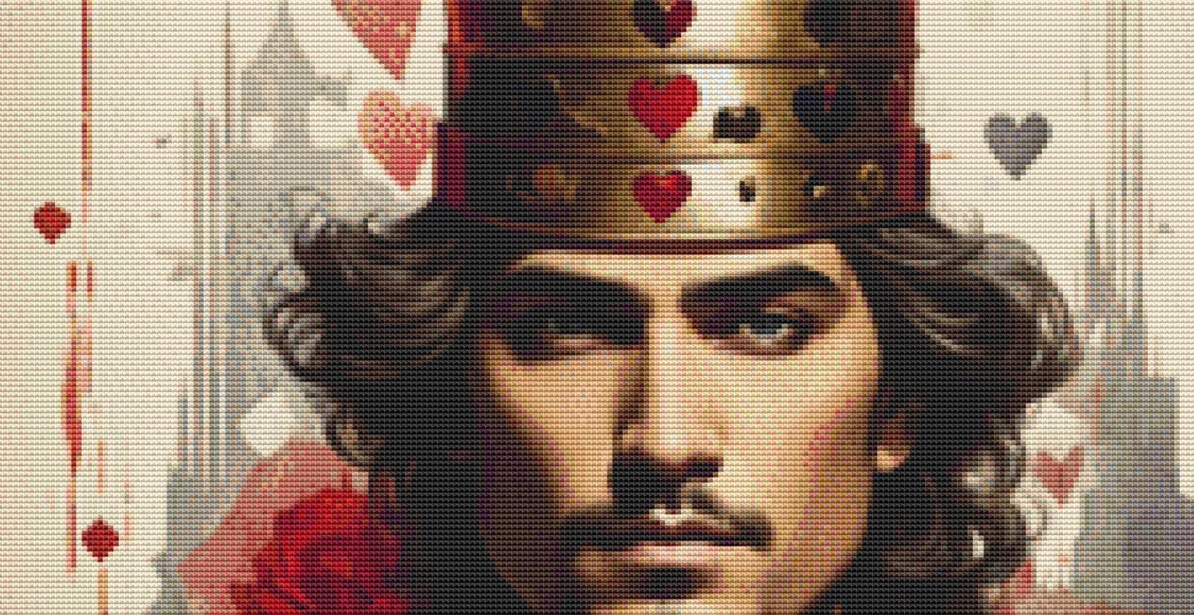 King of Hearts counted cross stitch pattern by Eder Jose Rosa