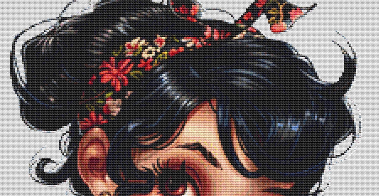 Pinup Betty No. 1 counted cross stitch pattern by Promptly Imagined