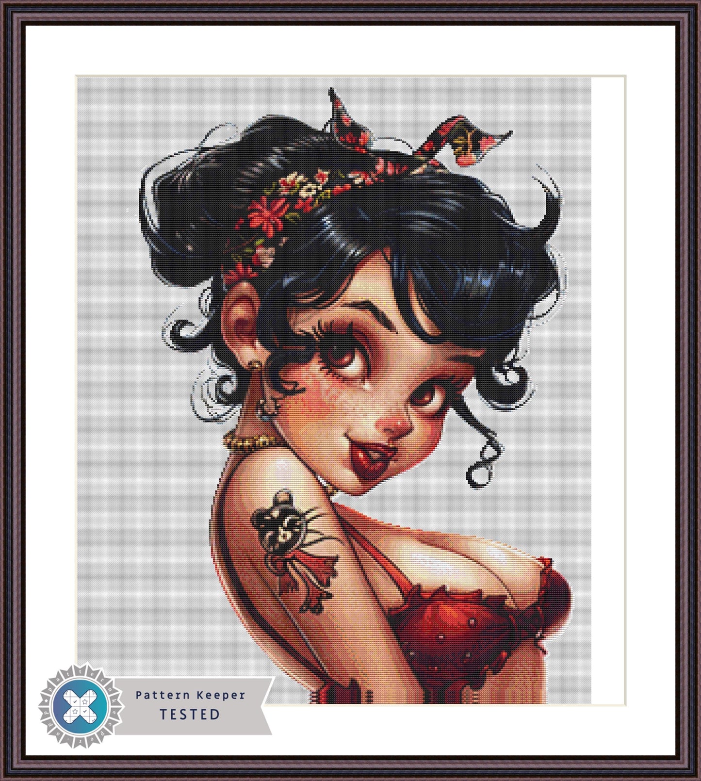 Pinup Betty No. 1 counted cross stitch pattern by Promptly Imagined