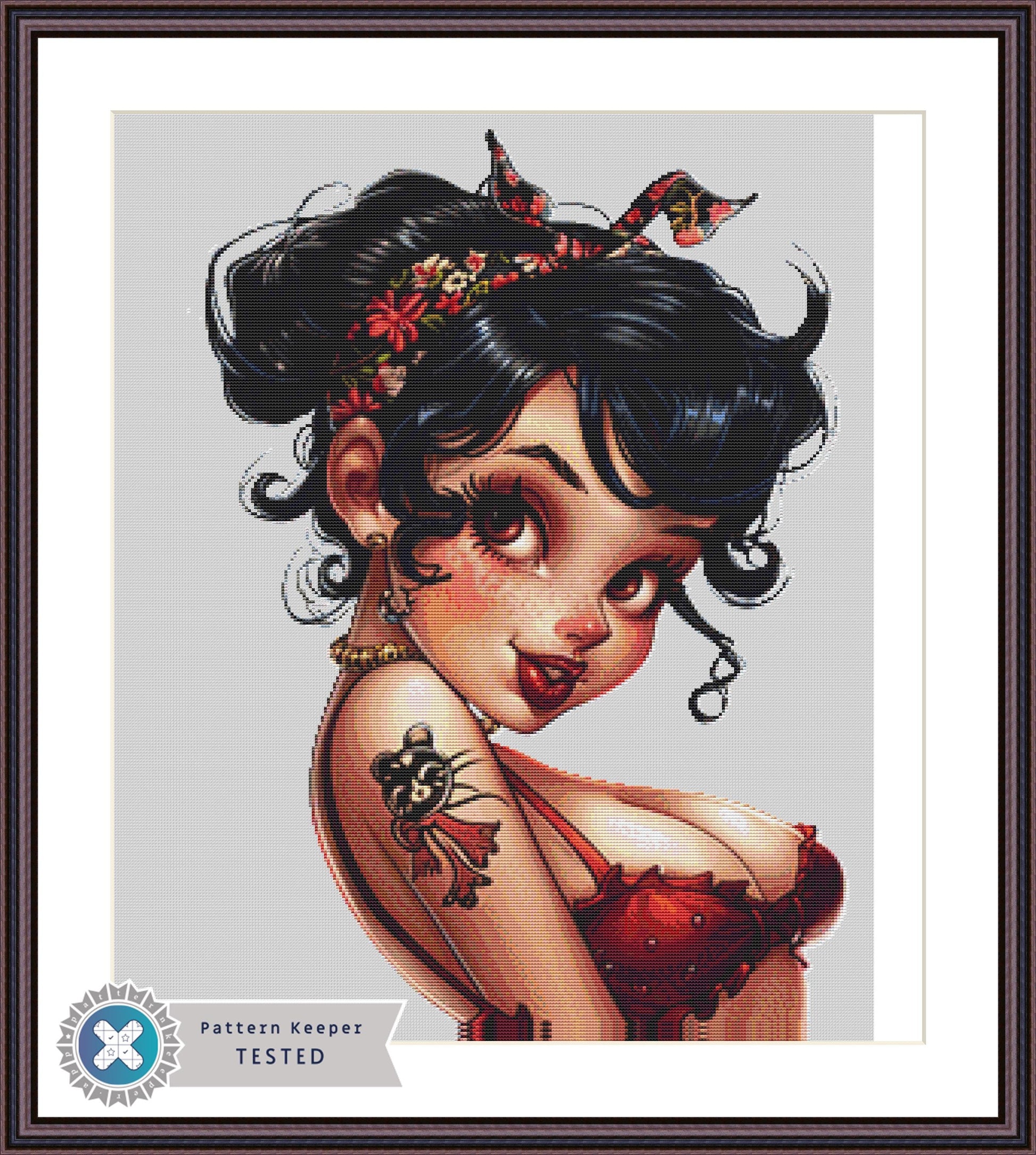 Pinup Betty No. 1 counted cross stitch pattern by Promptly Imagined