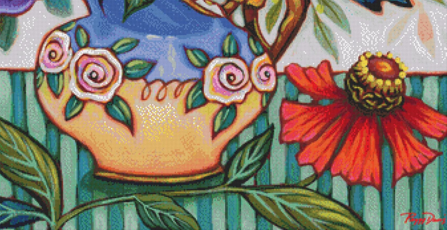 Kitschy Birds 2 counted cross stitch pattern by Peggy Davis/Porterfields Fine Art Licensing