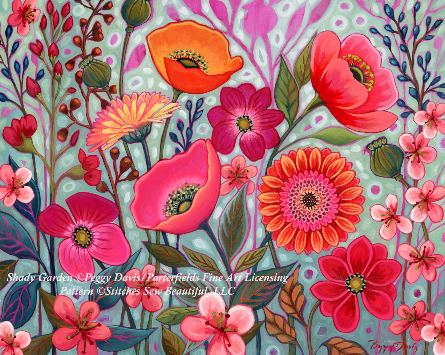 Shady Garden counted cross stitch pattern by Peggy Davis/Porterfields Fine Art Licensing