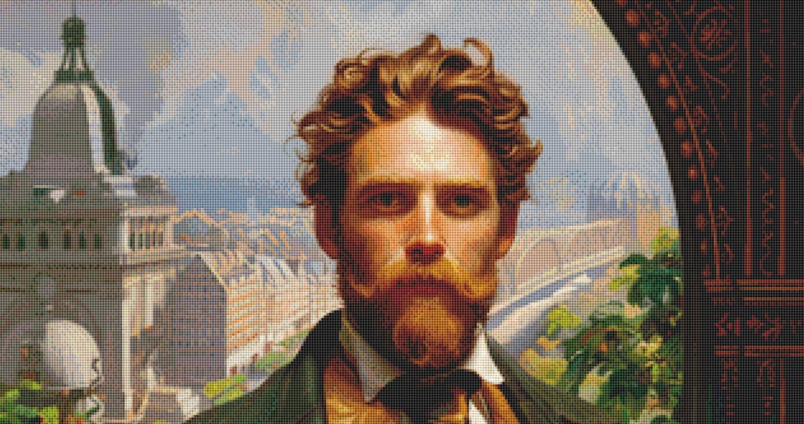 Lord Percival Ravenscroft Steampunk Time Traveler counted cross stitch pattern by The Art Revivalist
