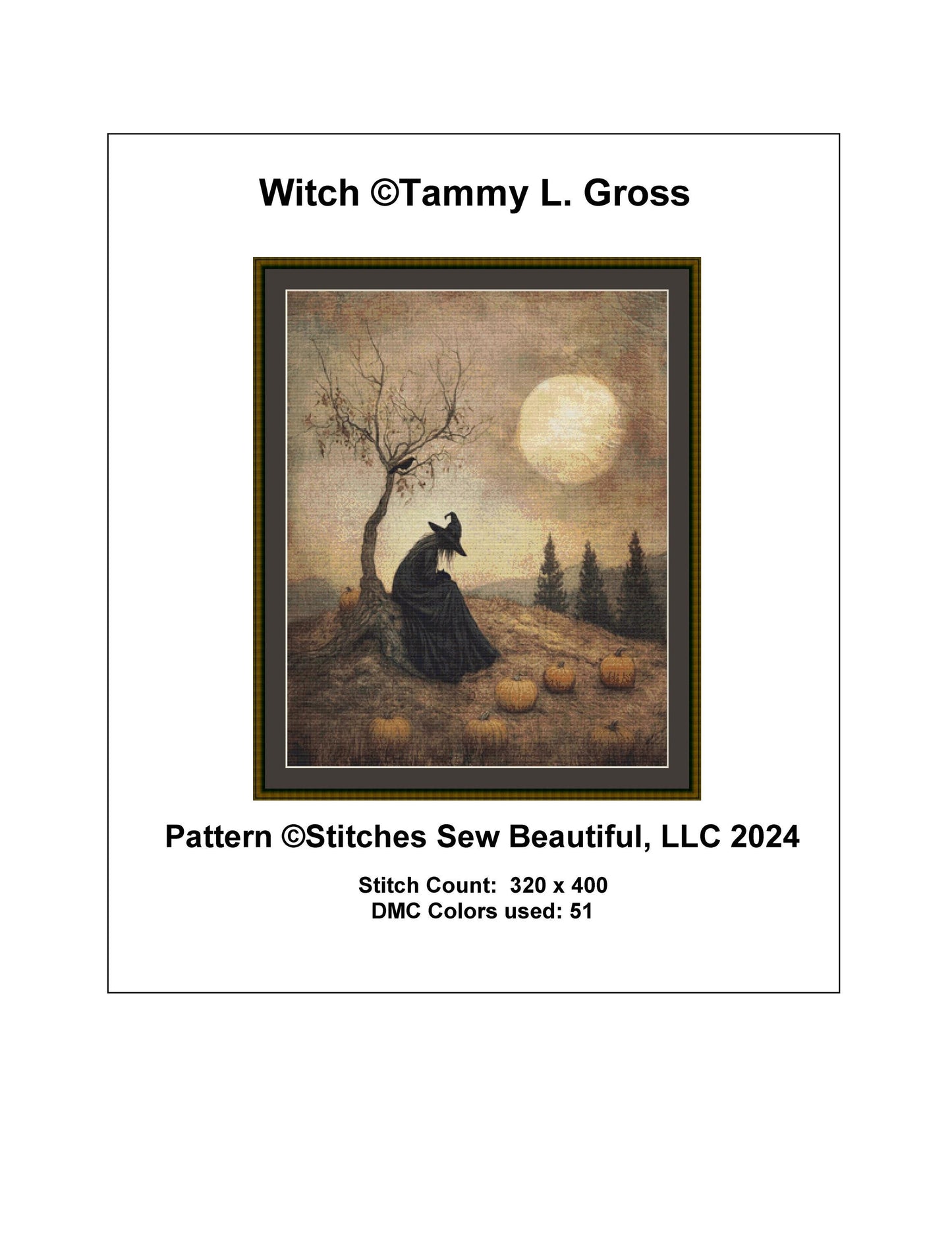 Witch counted cross stitch pattern by Tammy L. Gross