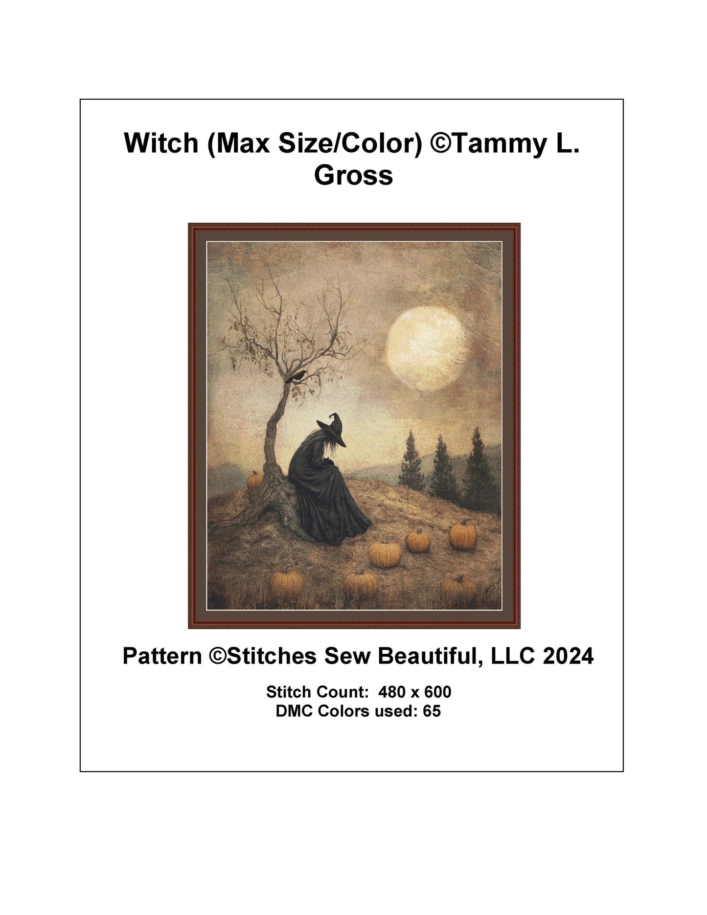 Witch (Max Size/Color) counted cross stitch pattern by Tammy L. Gross