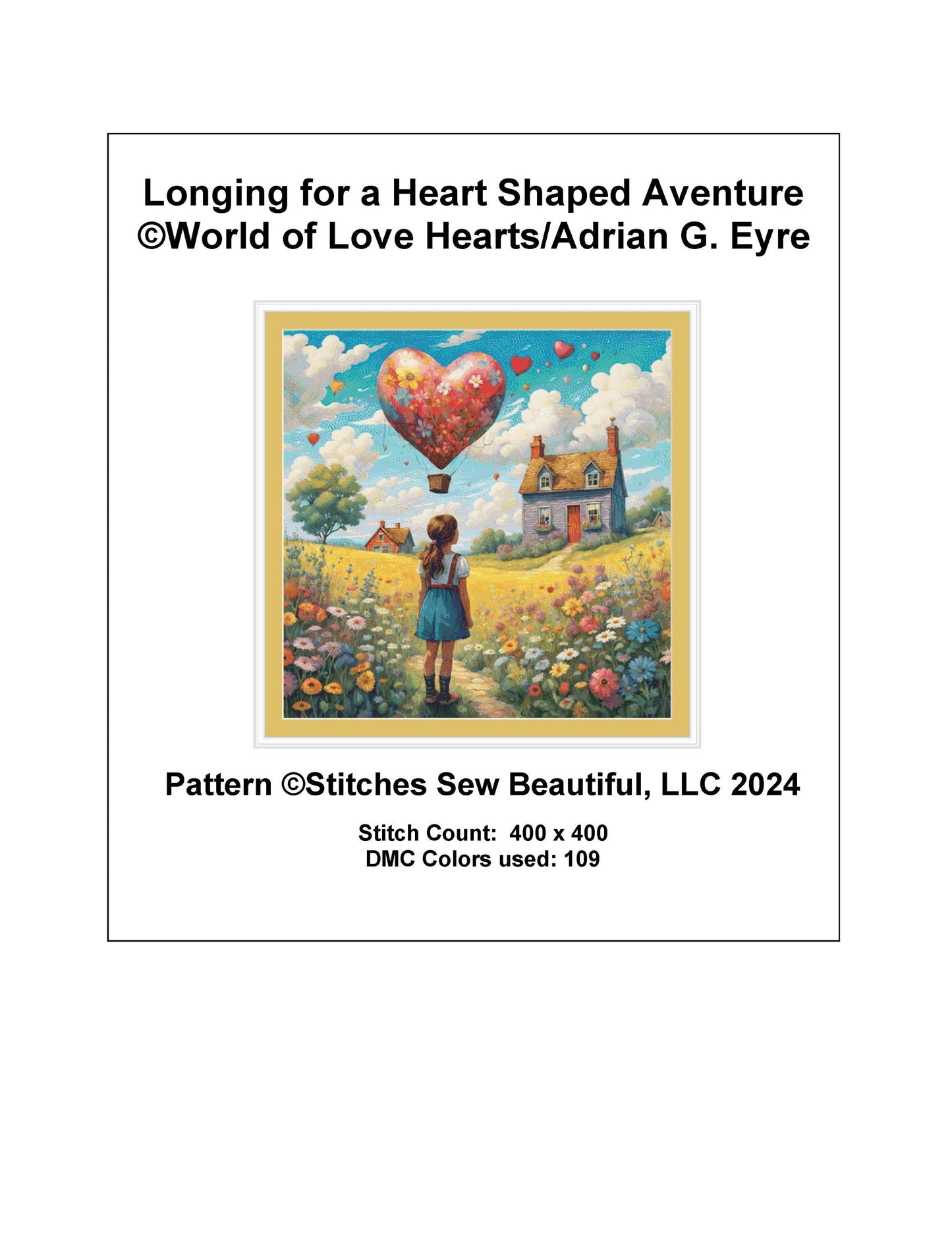 Longing for a Heart Shaped Aventure counted cross stitch pattern by World of Love Hearts/Adrian G. Eyre