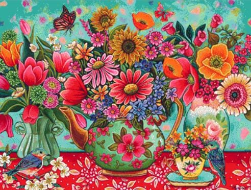 Colorful Garden Finds counted cross stitch pattern by Peggy Davis/Porterfields Fine Art Licensing