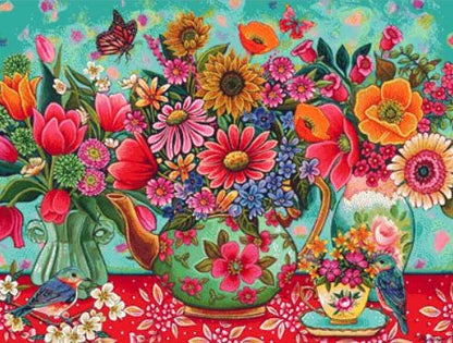 Colorful Garden Finds counted cross stitch pattern by Peggy Davis/Porterfields Fine Art Licensing