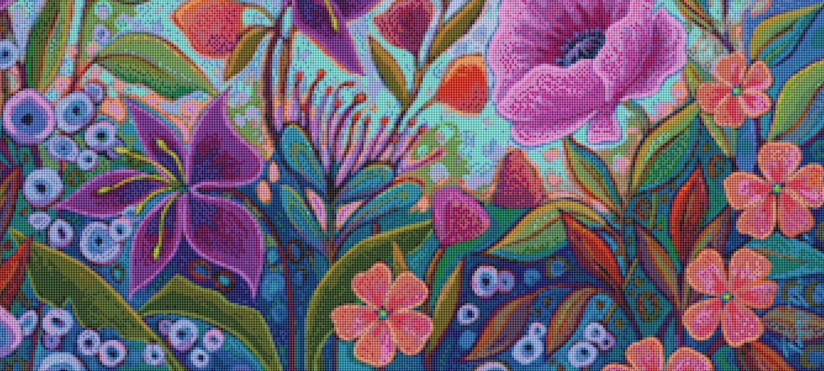 A Colorful Conversation counted cross stitch pattern by Peggy Davis/Porterfields Fine Art Licensing