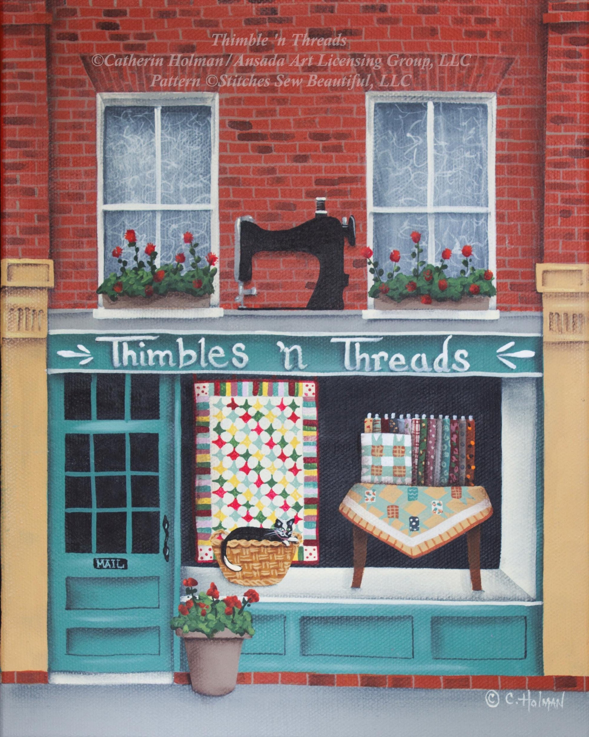 Thimble'n Threads counted cross stitch pattern by Catherine Holman/Ansada Art Licensing Group, LLC