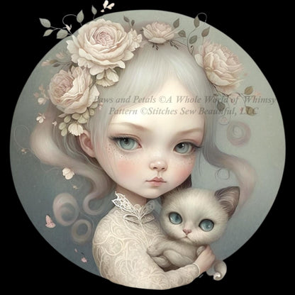 Paws and Petals (Round) counted cross stitch pattern by A Whole World of Whimsy